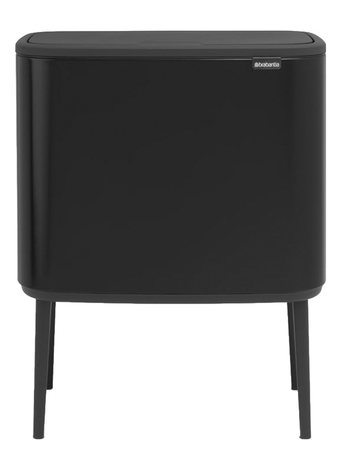 Brabantia Bo Touch Bin  prullenbak met deksel op pootjes 3 x 11 liter - voorkant 6 zwart