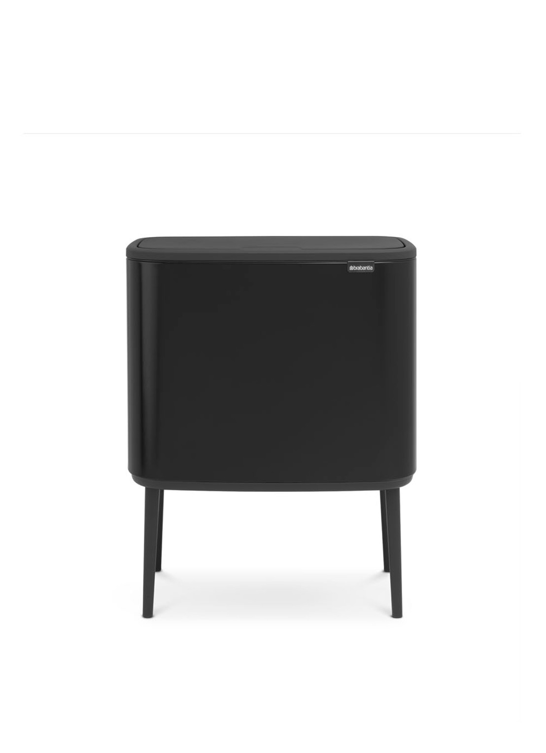 Brabantia Bo Touch Bin  prullenbak met deksel op pootjes 3 x 11 liter - voorkant 6 zwart