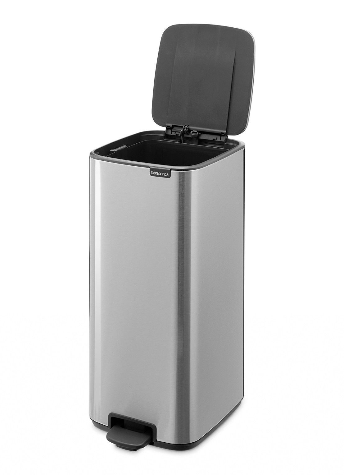 Brabantia Bo Touch Bin  prullenbak met deksel op pootjes 3 x 11 liter - achterkant 8 zilver