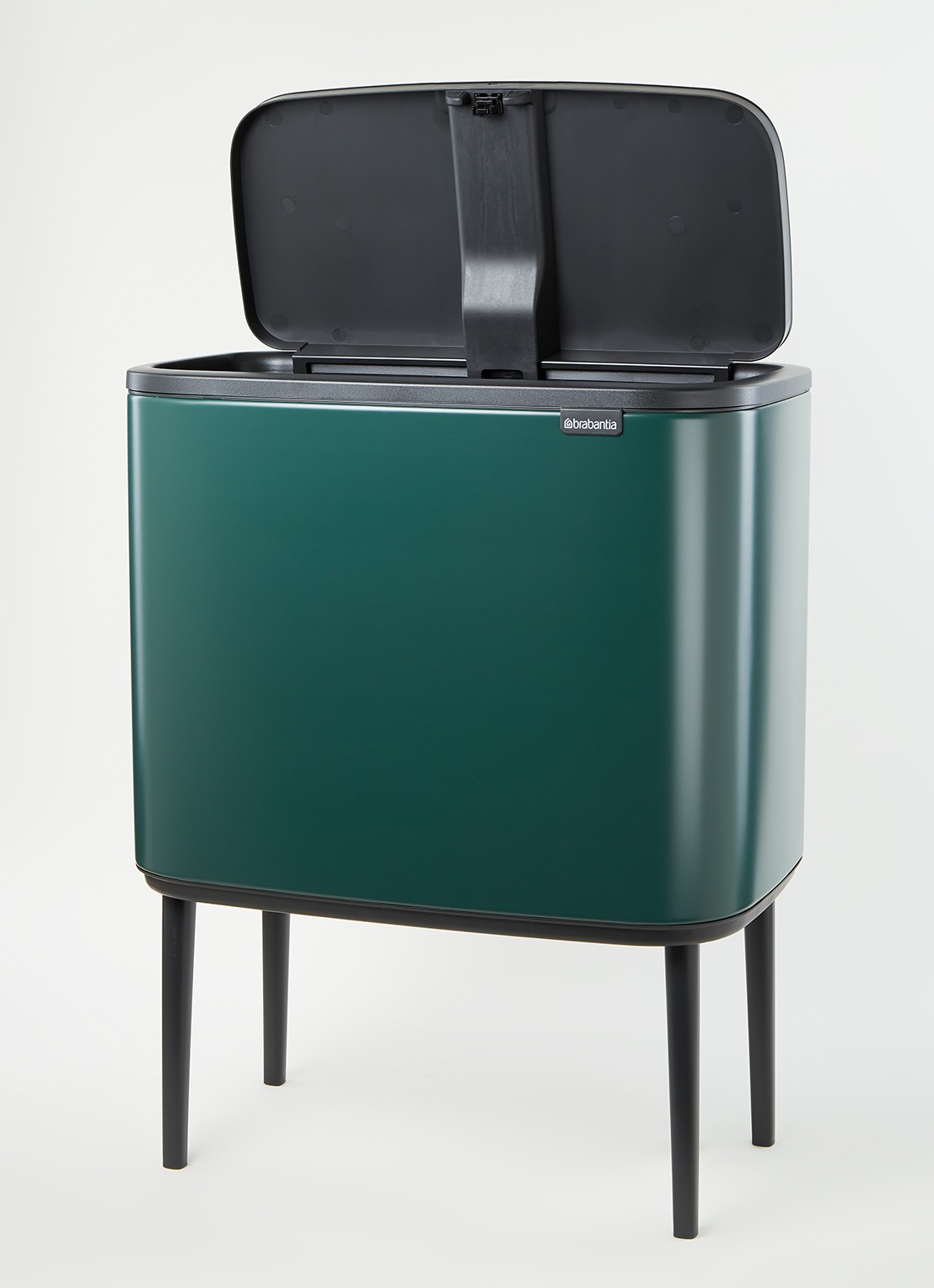 Brabantia Bo Touch Bin  prullenbak met deksel op pootjes 3 x 11 liter - voorkant 4 groen