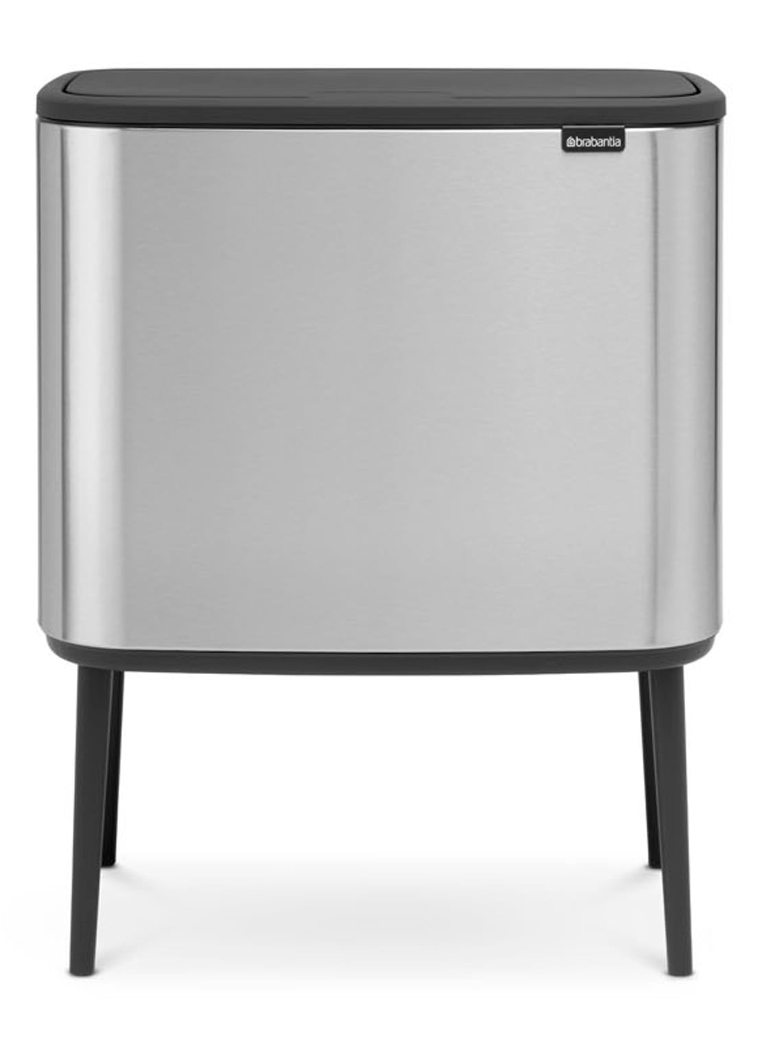 Brabantia Bo Touch Bin prullenbak met deksel op pootjes 36 liter - voorkant zilver