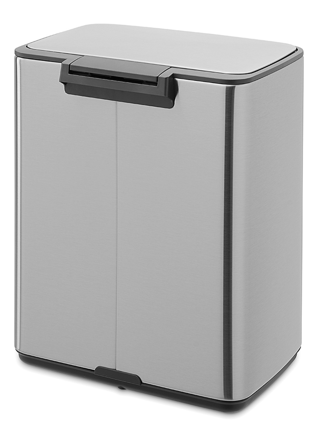 Brabantia Bo Touch Bin recyling duo prullenbak met deksel op pootjes 11 + 23 liter - detail zilver