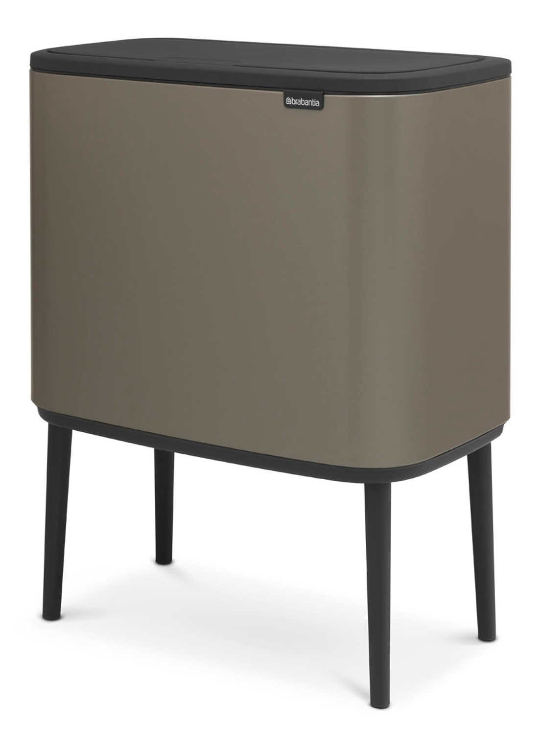 Brabantia Bo Touch Bin recyling duo prullenbak met deksel op pootjes 11 + 23 liter - detail middengrijs