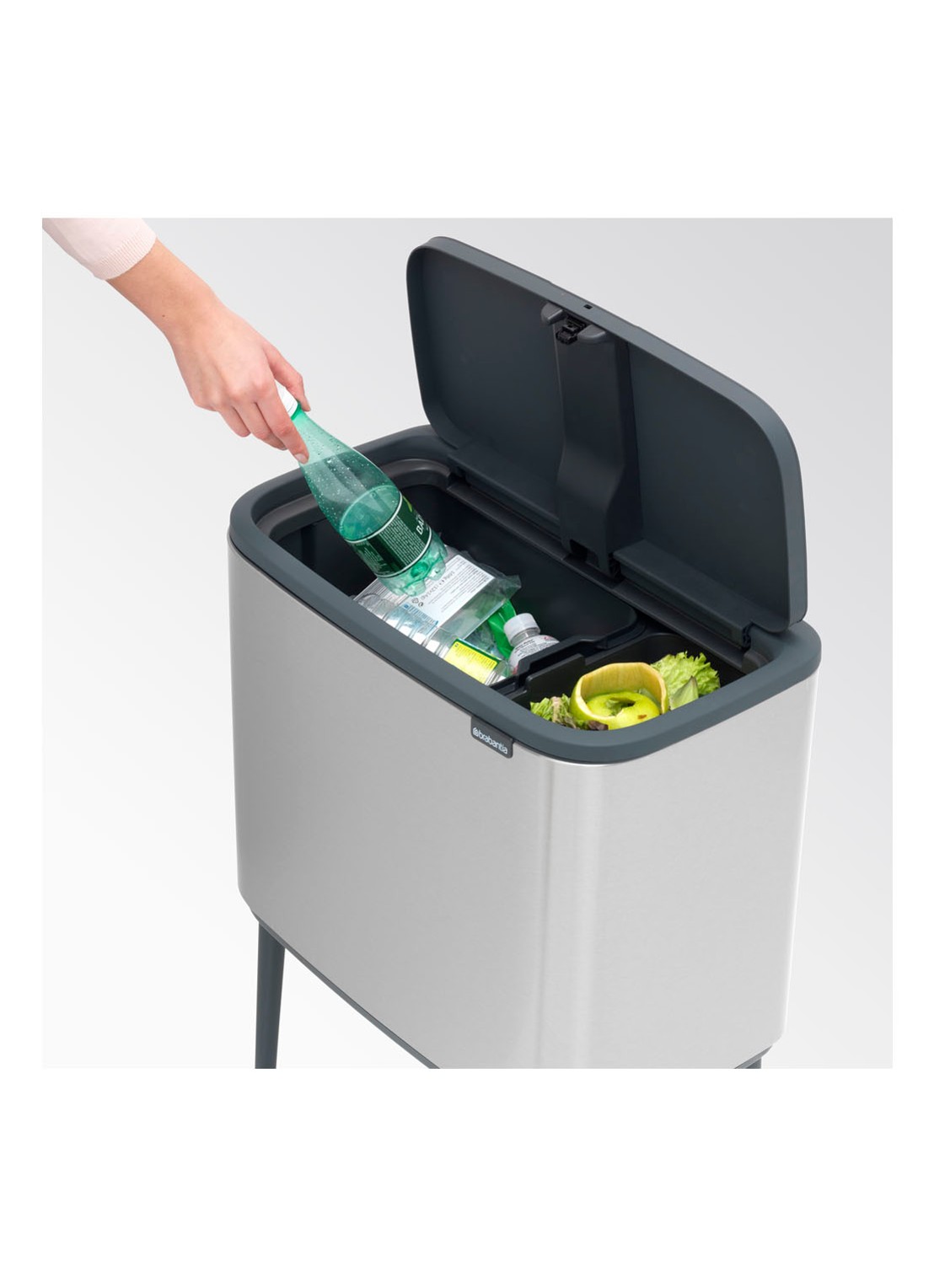 Brabantia Bo Touch Bin recyling duo prullenbak met deksel op pootjes 11 + 23 liter - detail 4 zilver