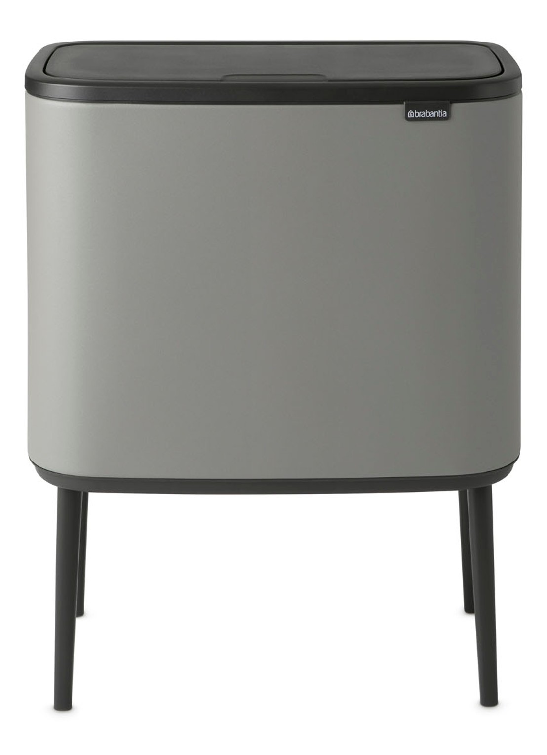 Brabantia Bo Touch Bin recyling duo prullenbak met deksel op pootjes 11 + 23 liter - voorkant grijs