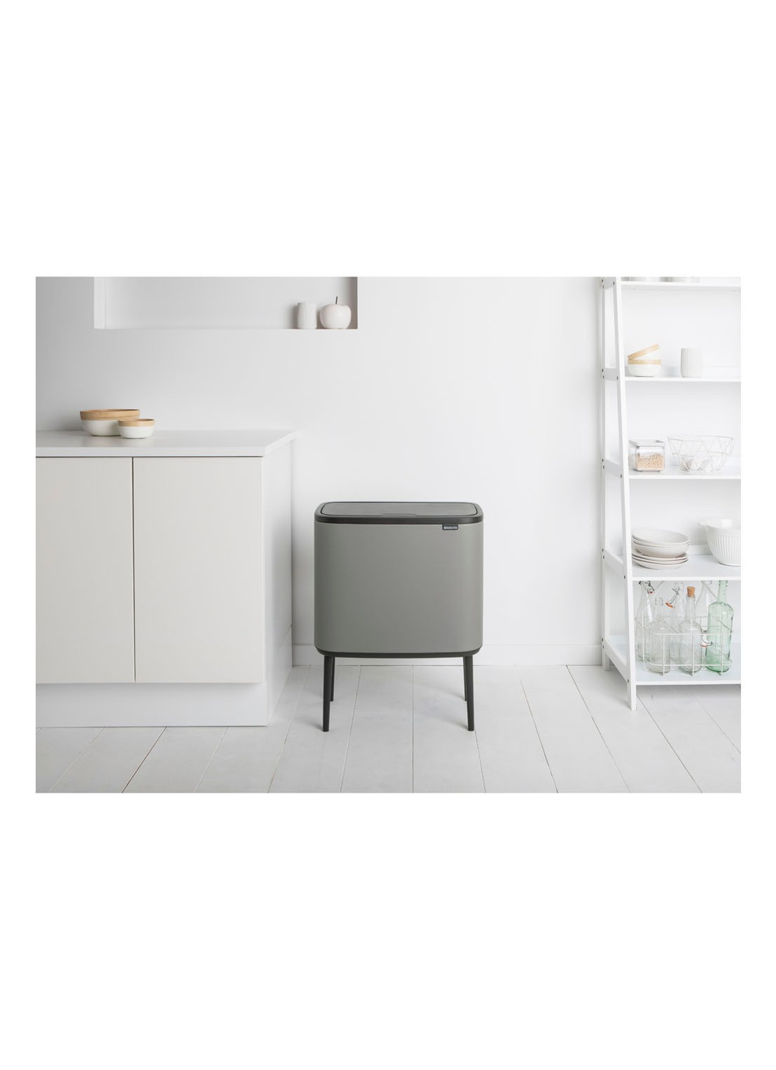 Brabantia Bo Touch Bin recyling duo prullenbak met deksel op pootjes 11 + 23 liter - voorkant 2 grijs