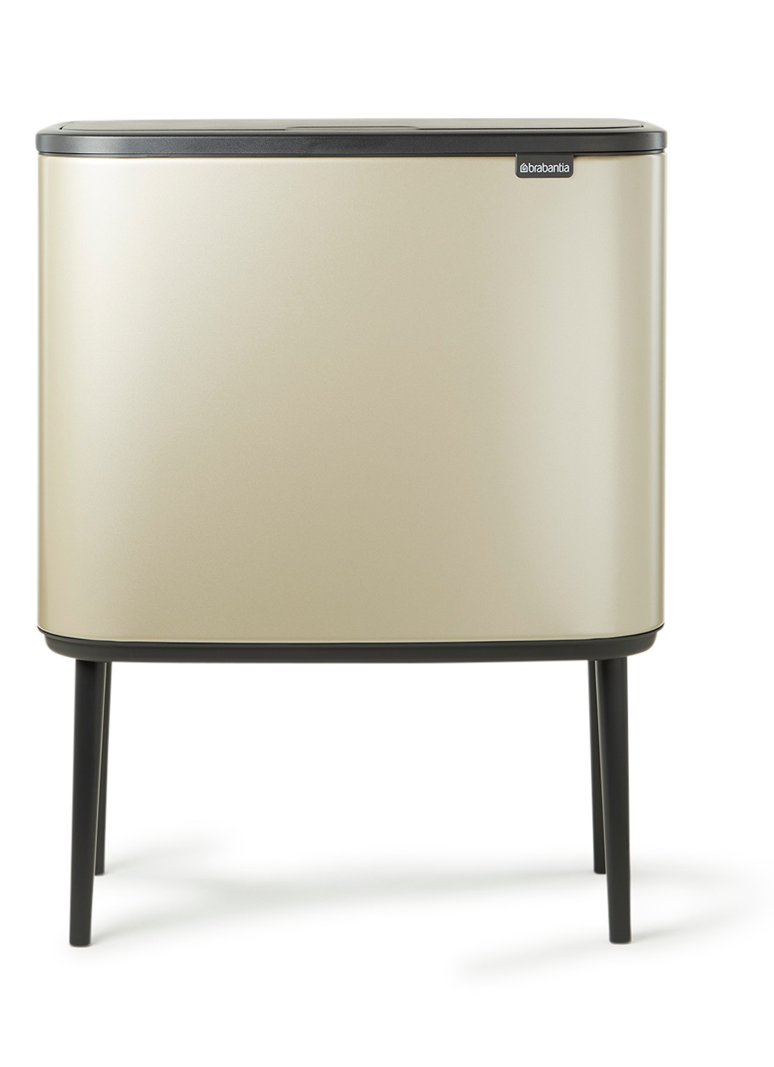 Brabantia Bo Touch Bin recyling duo prullenbak met deksel op pootjes 11 + 23 liter - voorkant metallic