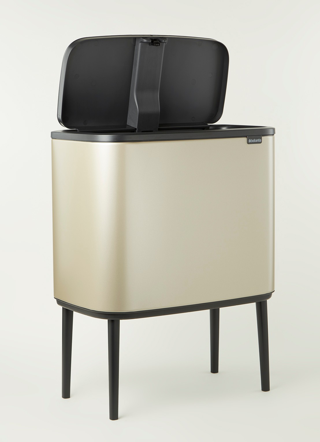 Brabantia Bo Touch Bin recyling duo prullenbak met deksel op pootjes 11 + 23 liter - voorkant 2 metallic