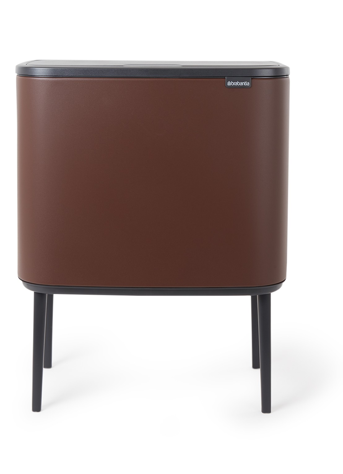 Brabantia Bo Touch Bin recyling duo prullenbak met deksel op pootjes 11 + 23 liter - voorkant donkerbruin