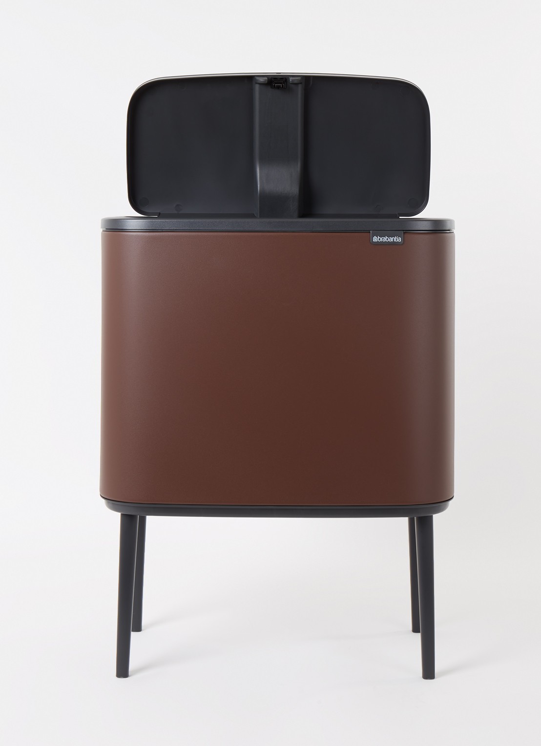 Brabantia Bo Touch Bin recyling duo prullenbak met deksel op pootjes 11 + 23 liter - voorkant 2 donkerbruin