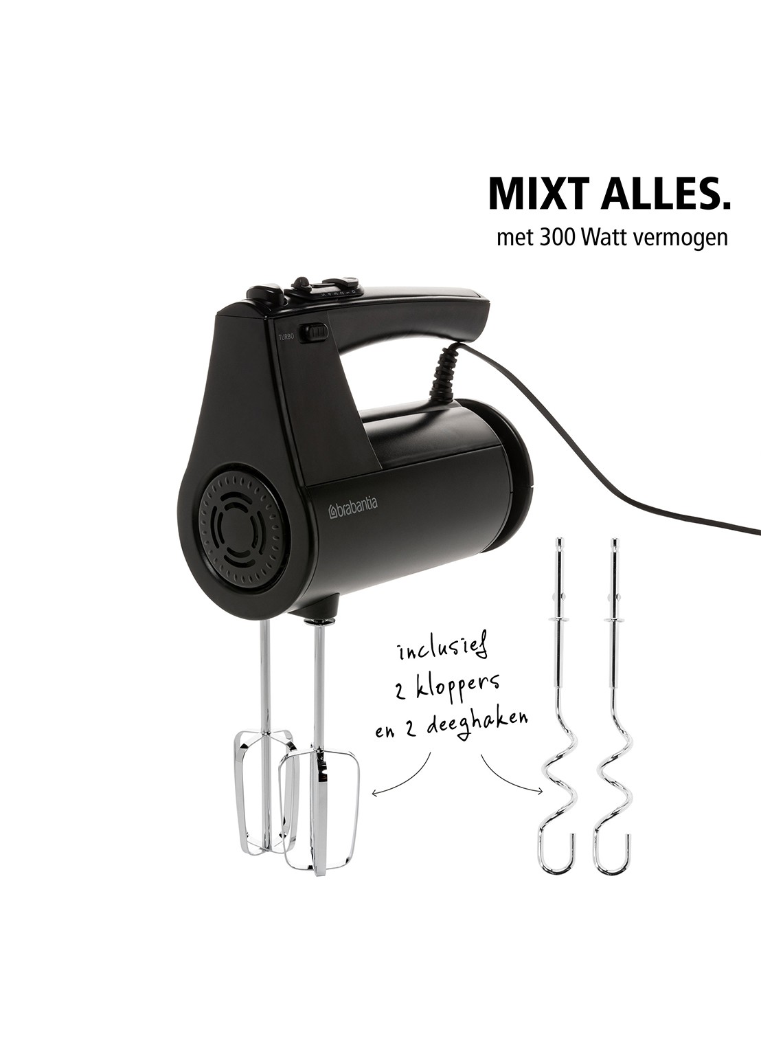 Brabantia Handmixer BBEK1071MB - voorkant 2 zwart