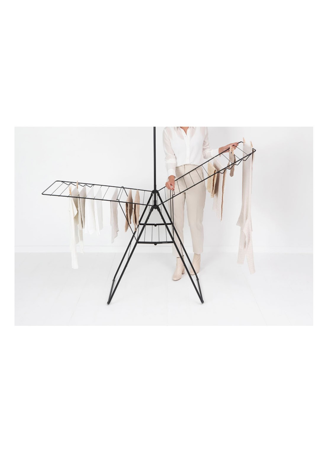 Brabantia Hangon droogrek 25 meter met beugel - voorkant 2 zwart