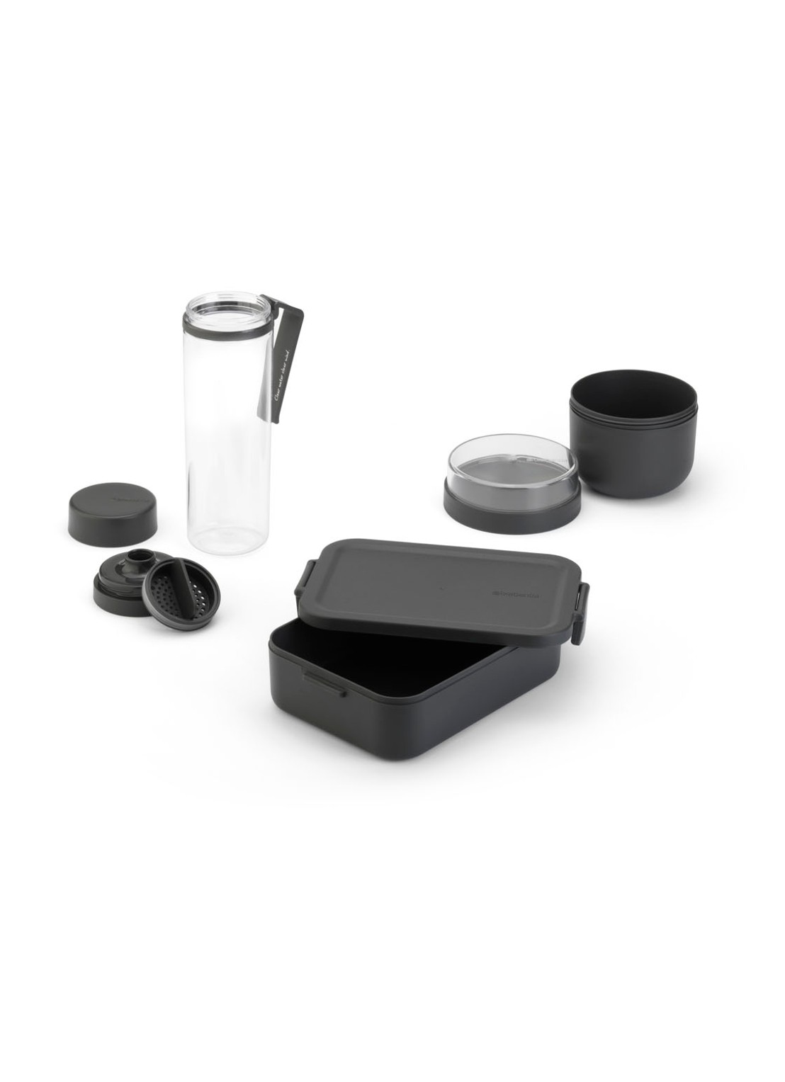 Brabantia Make & Take ontbijt- en lunchset - set van 3  - voorkant 2 donkergrijs