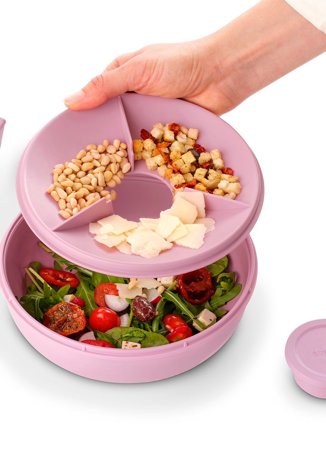 Brabantia Make & Take Salade Lunchbox To Go 1,3 liter - detail donkerroze