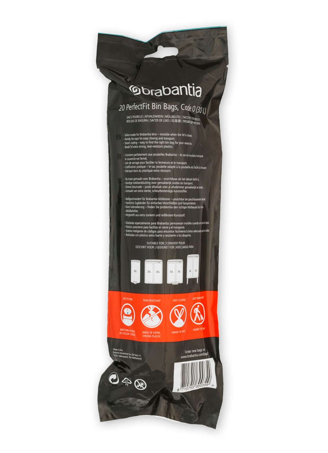 Brabantia Perfect Fit afvalzak code O 30 liter 6 x 20 stuks - detail 3 wit