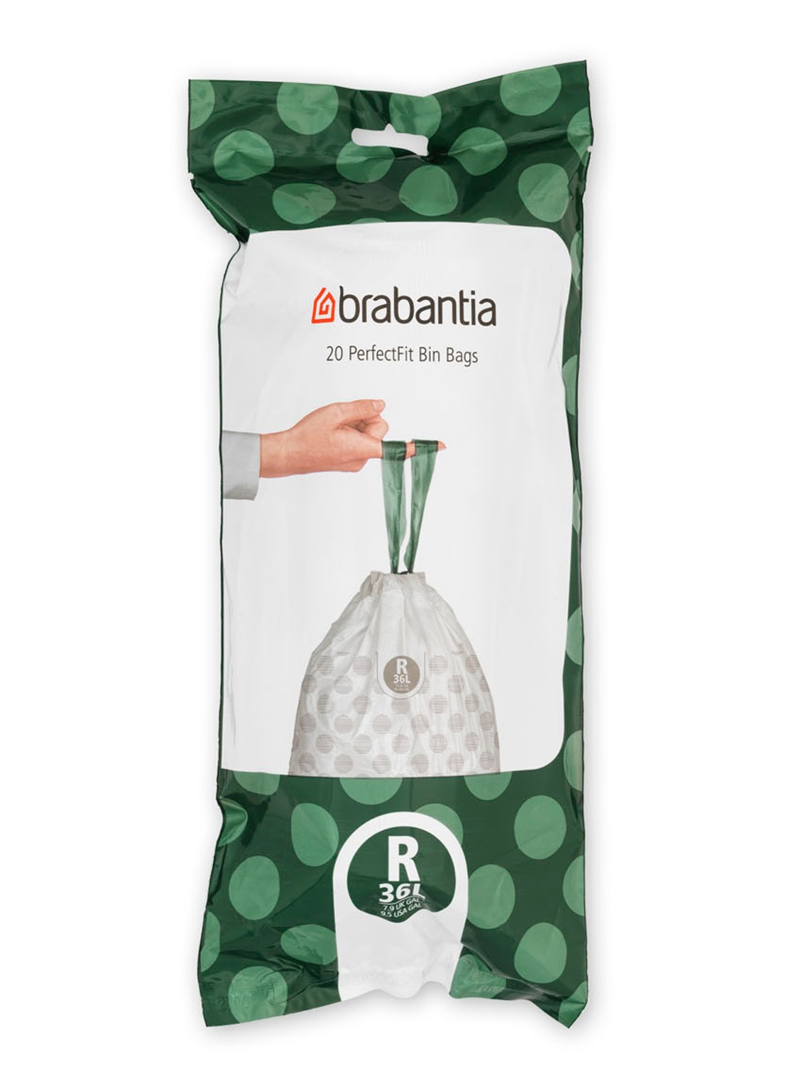 Brabantia Perfect Fit afvalzak code R 36 liter 6 x 20 stuks - voorkant 7 wit
