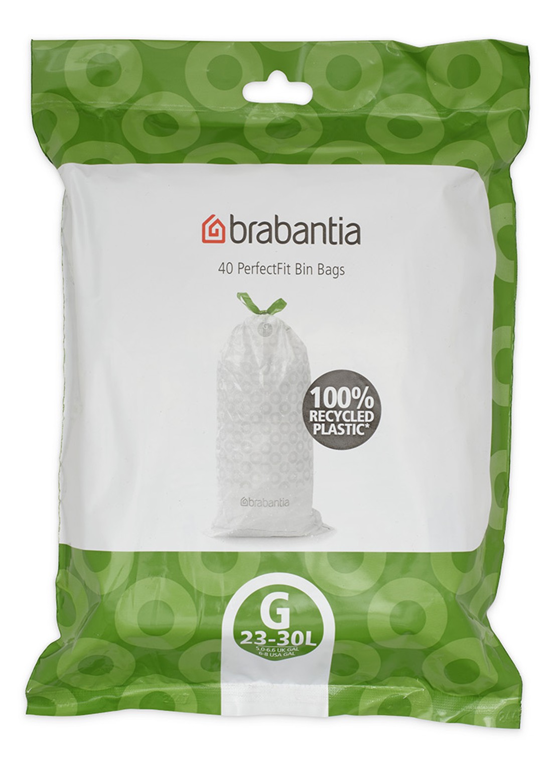 Brabantia Perfect Fit afvalzakken code G 23-30 L 40 stuks - voorkant 5 wit