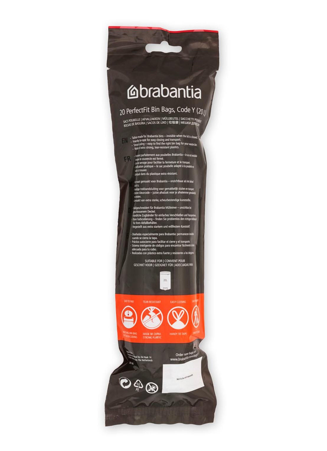 Brabantia Perfect Fit Y 20L vuilniszakken 120 stuks  - detail wit
