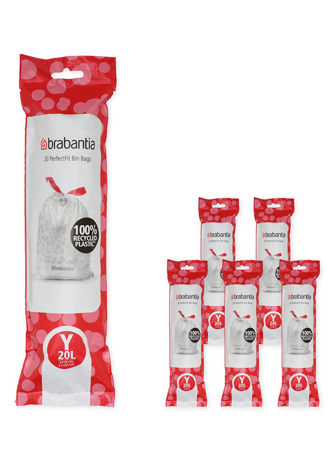 Brabantia Perfect Fit Y 20L vuilniszakken 120 stuks  - voorkant 6 wit