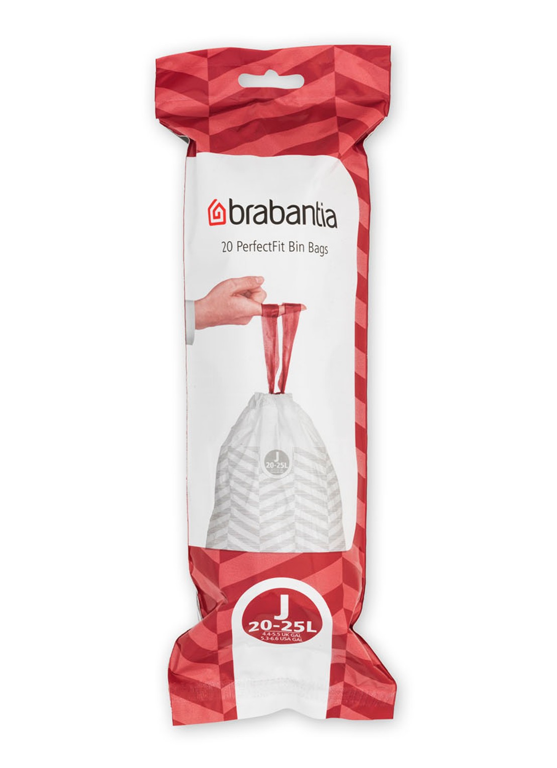 Brabantia PerfectFit afvalzak code J 20 - 25 liter 6 x 20 stuks - voorkant 7 wit