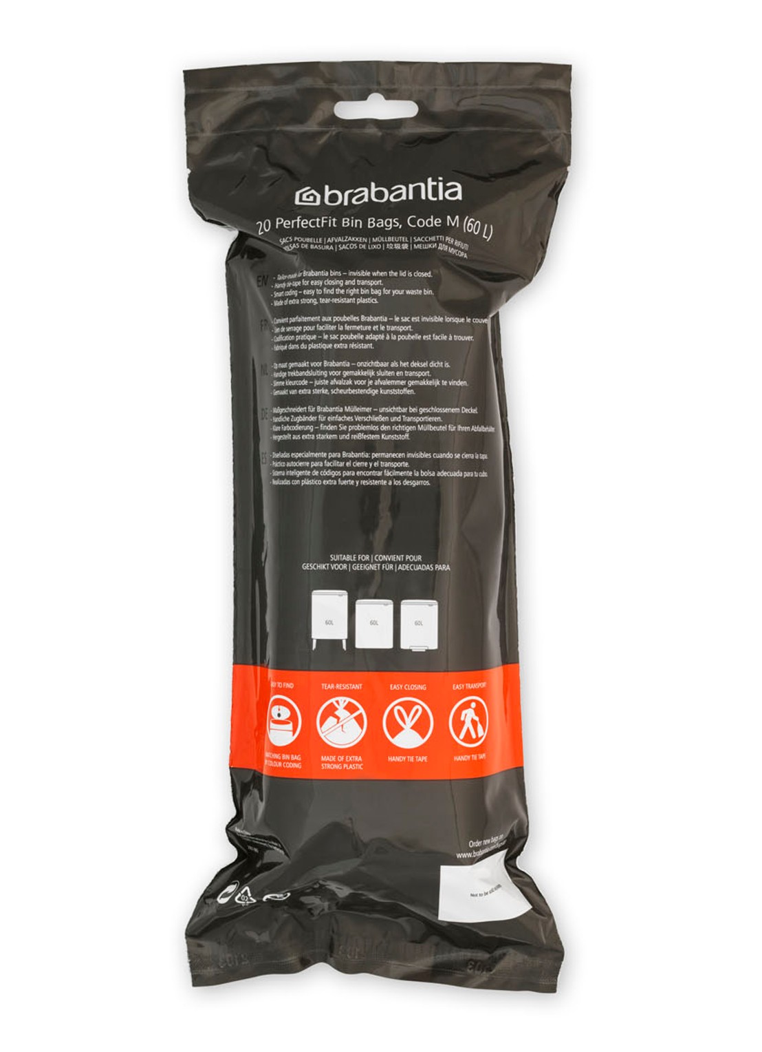 Brabantia  PerfectFit afvalzak code M 60 liter 6 x 20 stuks - detail 3 wit