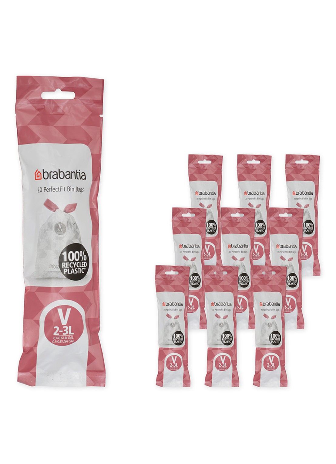 Brabantia PerfectFit afvalzak code V 2-3 liter 10 stuks - voorkant wit
