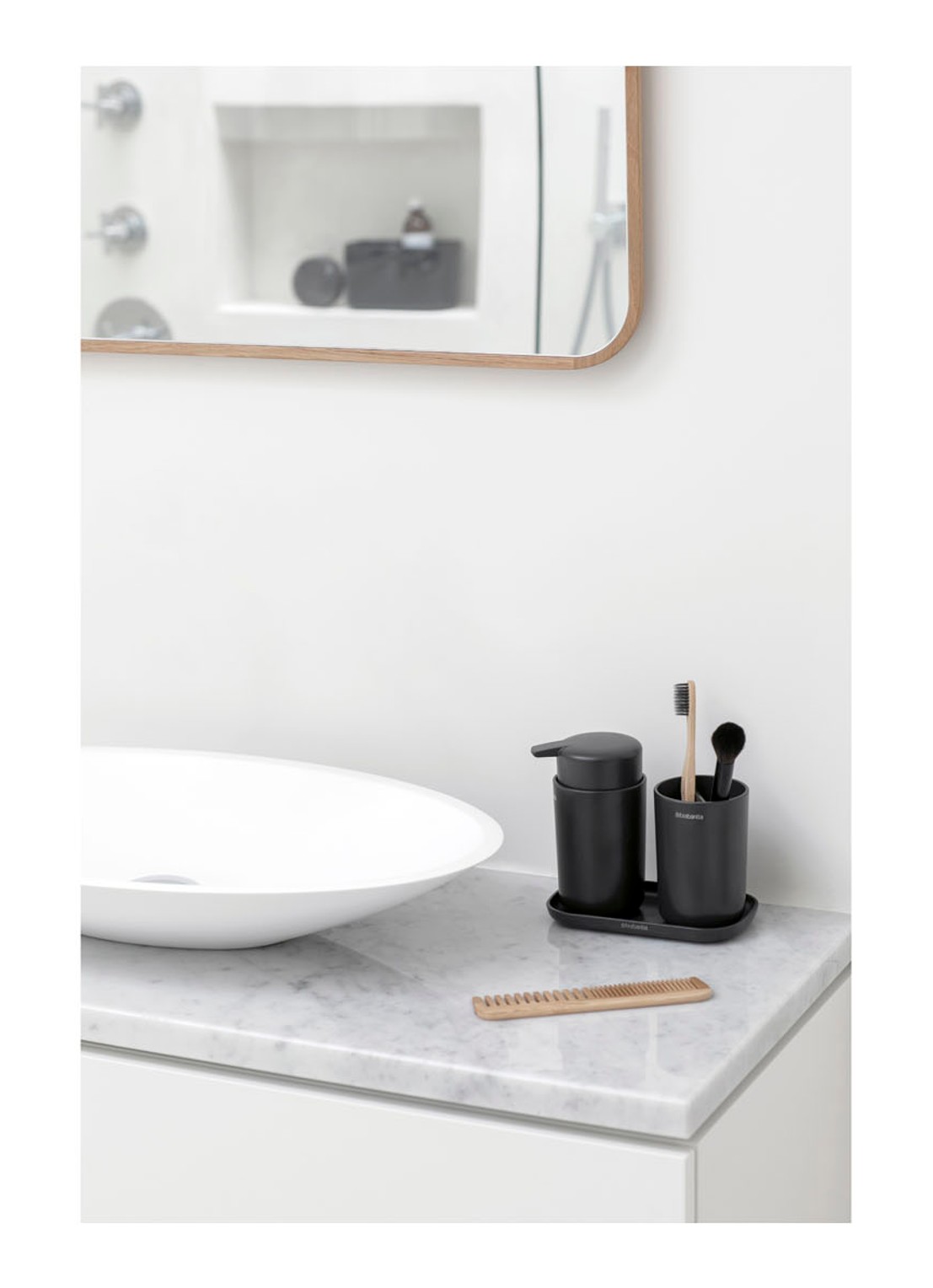 Brabantia ReNew badkameraccessoires set van 3 - voorkant 7 antraciet