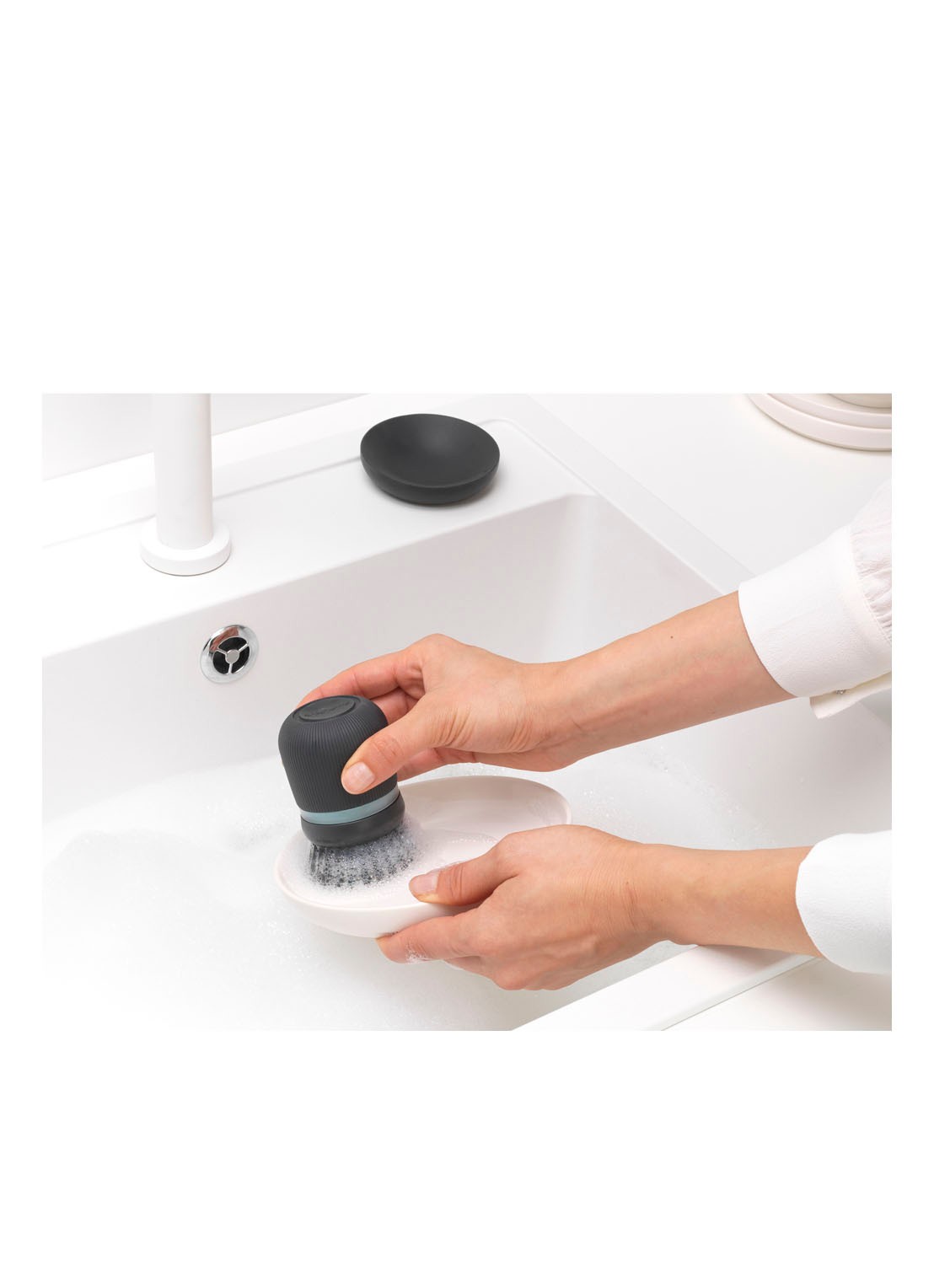 Brabantia Sink Side afwasborstel met zeepreservoir - detail 4 antraciet