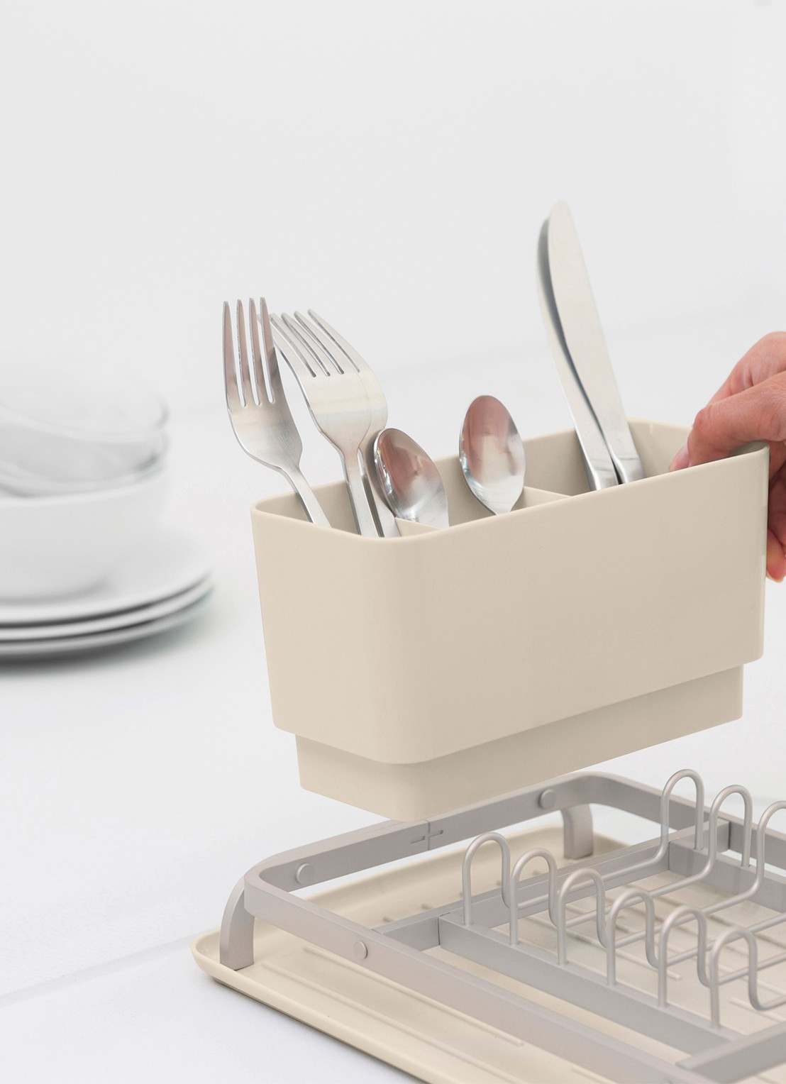 Brabantia SinkSide afdruiprek met bestekhouder - detail 5 beige