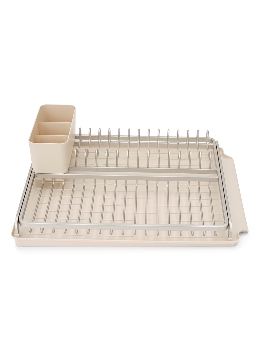 Brabantia SinkSide afdruiprek met lekbak en bestekhouder - voorkant beige