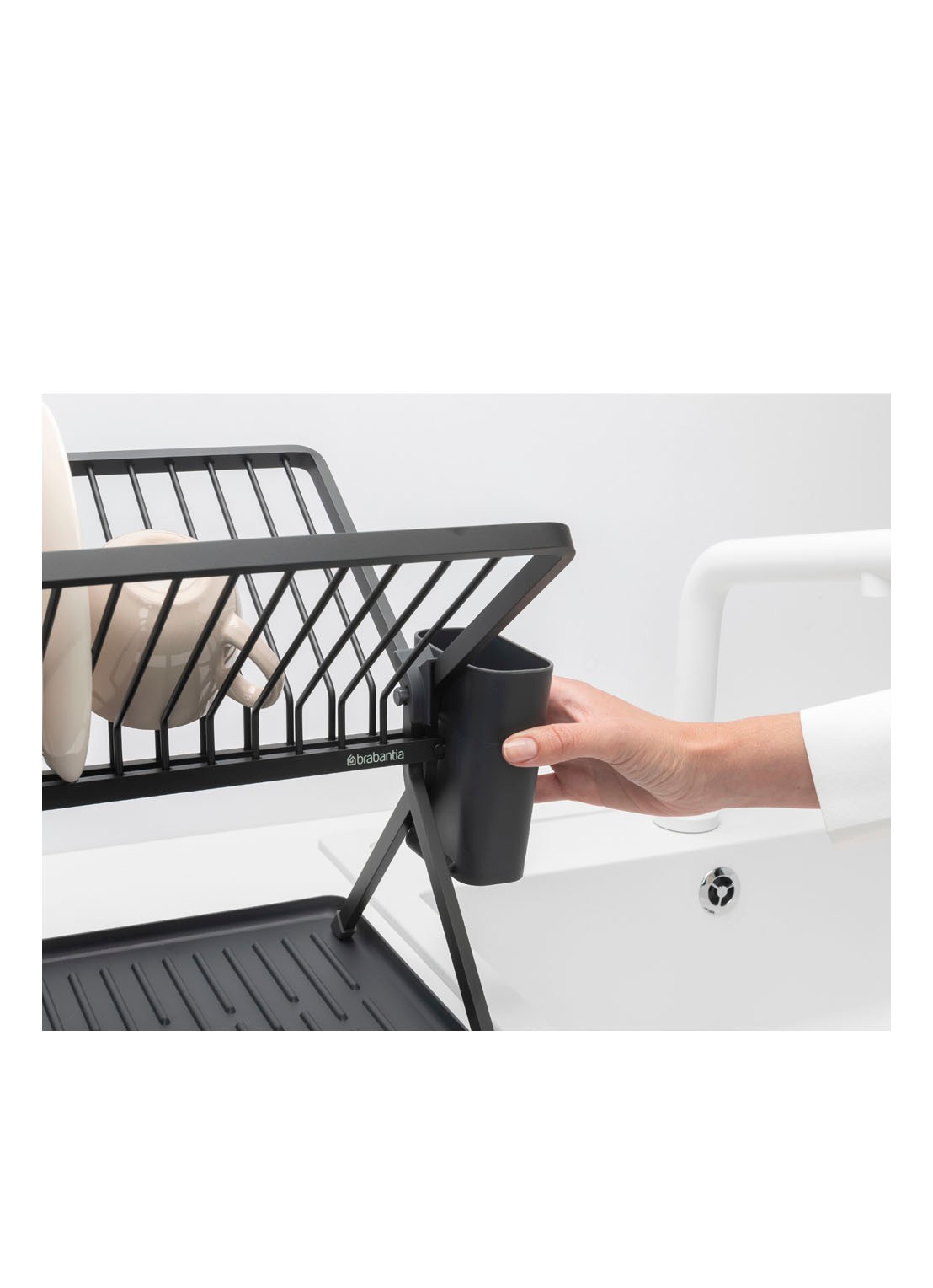 Brabantia SinkSide inklapbaar afdruiprek 33 x 37 cm - achterkant 3 donkergrijs