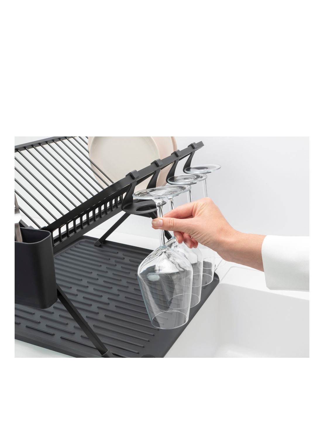 Brabantia SinkSide inklapbaar afdruiprek 42 x 51 cm - achterkant donkergrijs