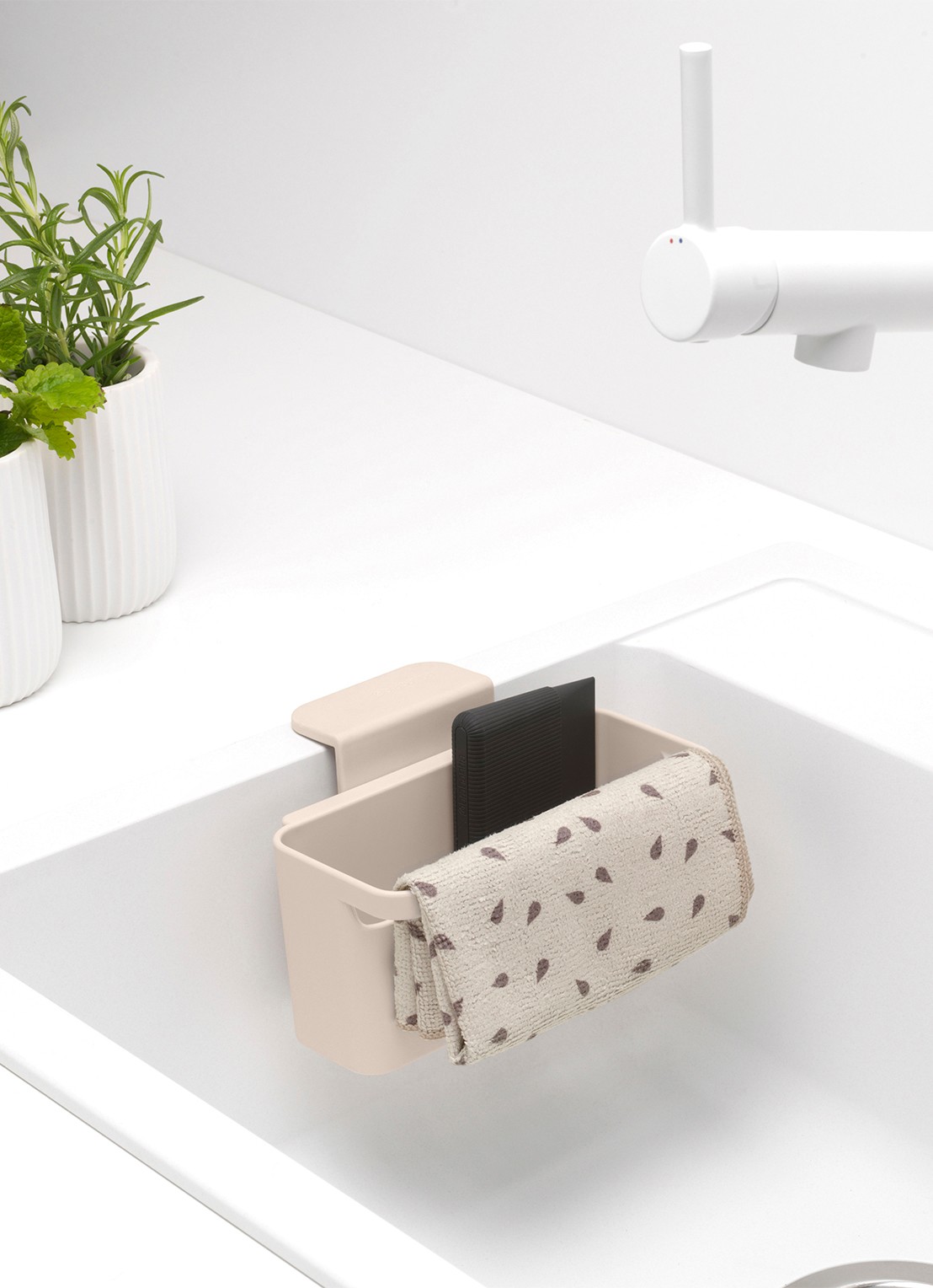 Brabantia SinkSide microvezel schoonmaakdoekjes 30 x 30 cm set van 2 - detail beige