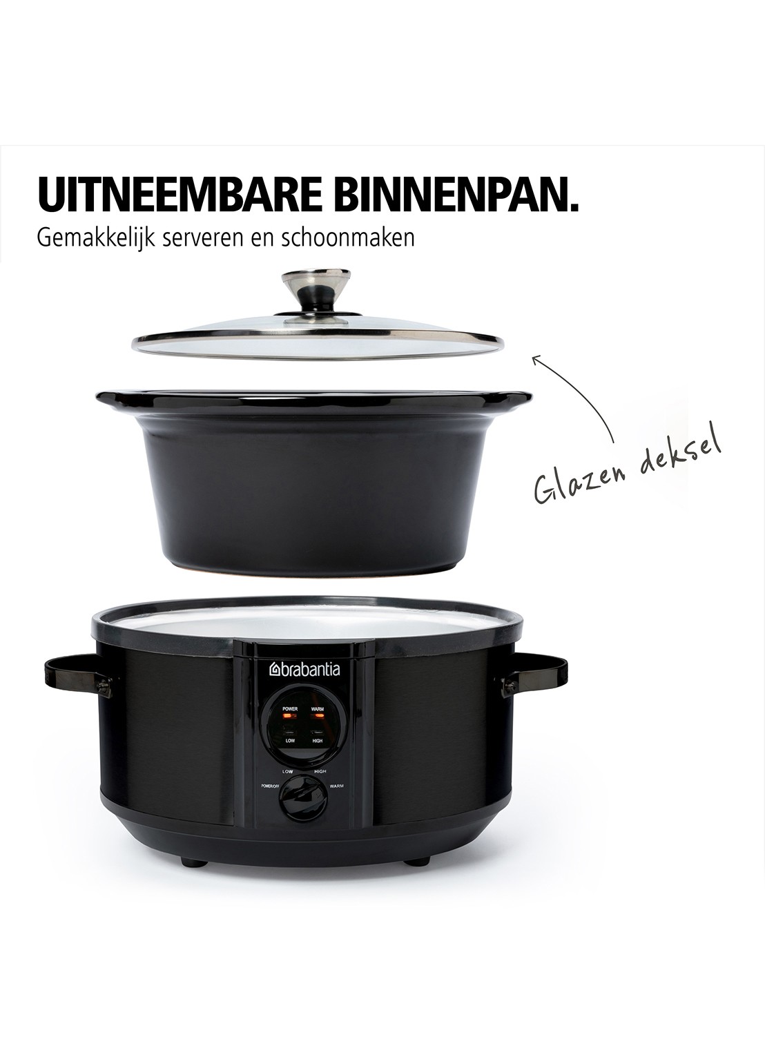 Brabantia Slowcooker BBEK1081MB - achterkant 8 zwart