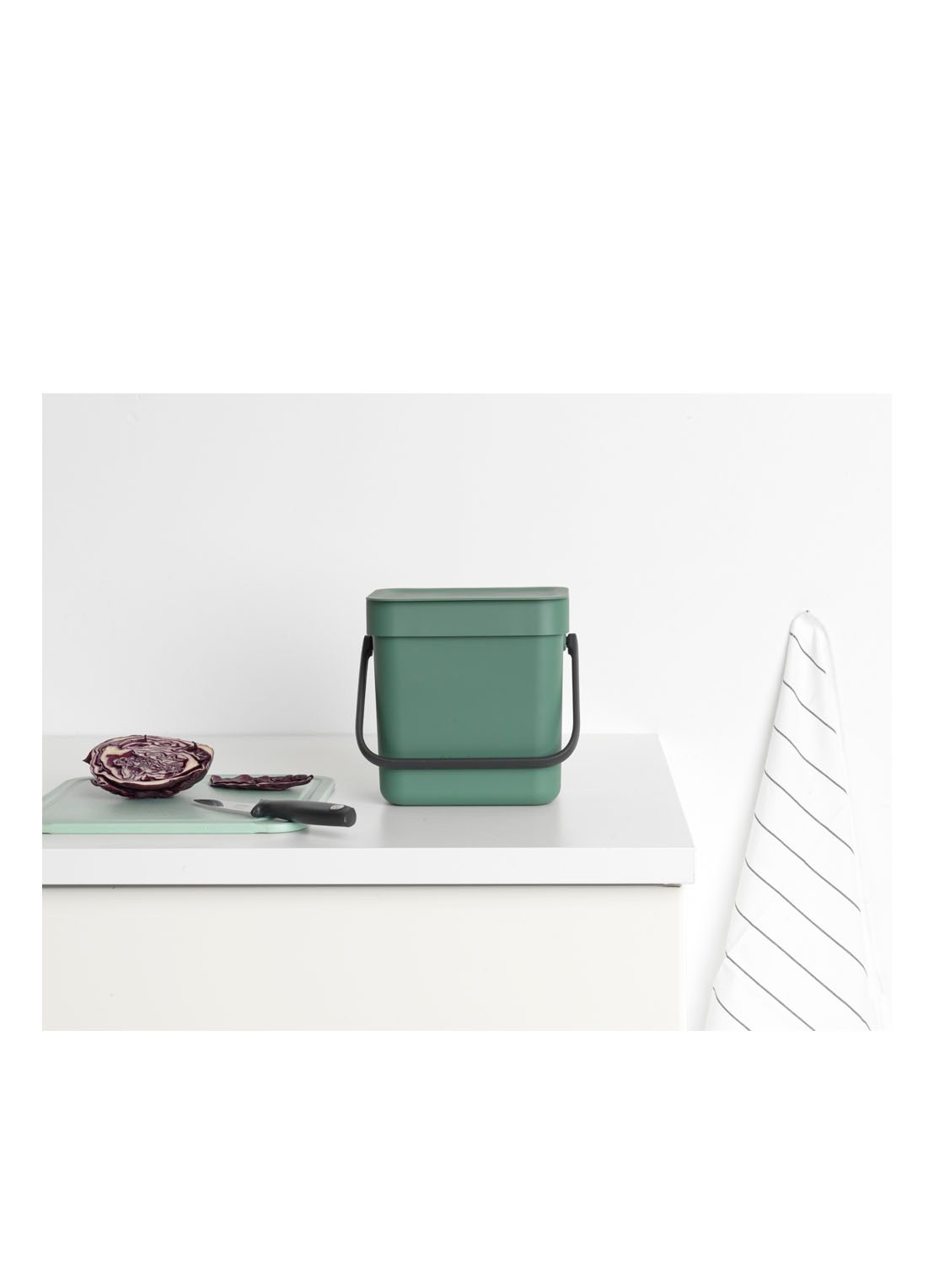 Brabantia Sort & Go prullenbak met hengsel 3 liter - detail 2 olijfgroen