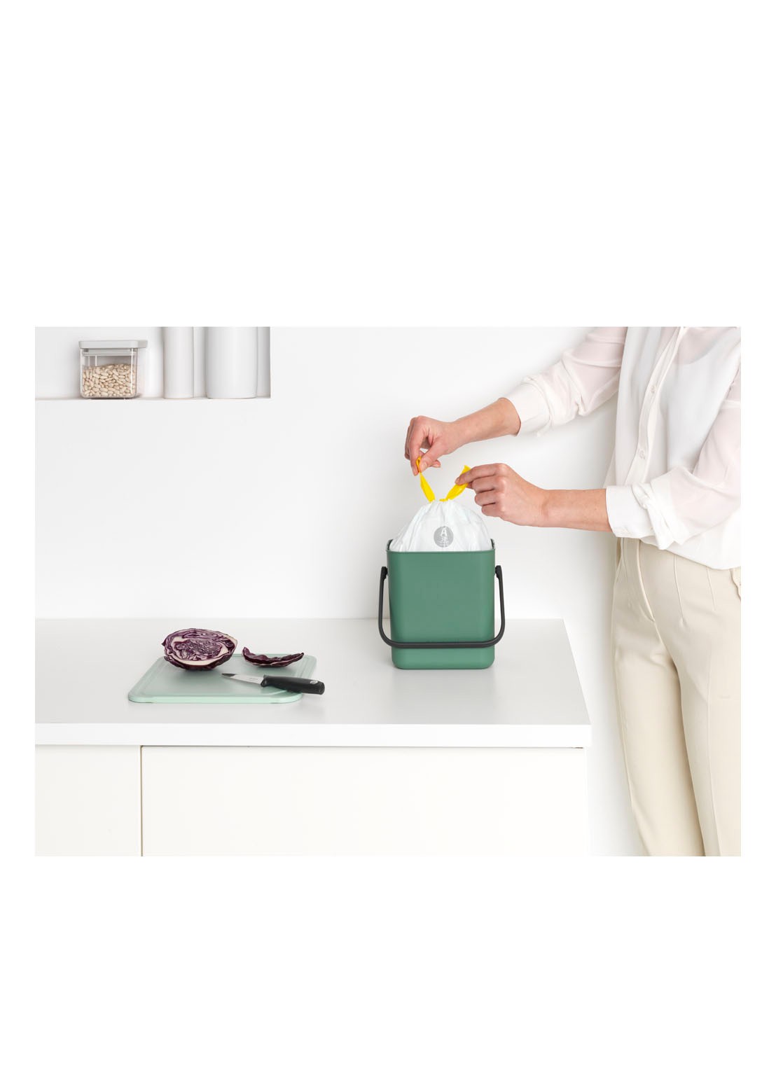 Brabantia Sort & Go prullenbak met hengsel 3 liter - detail 3 olijfgroen
