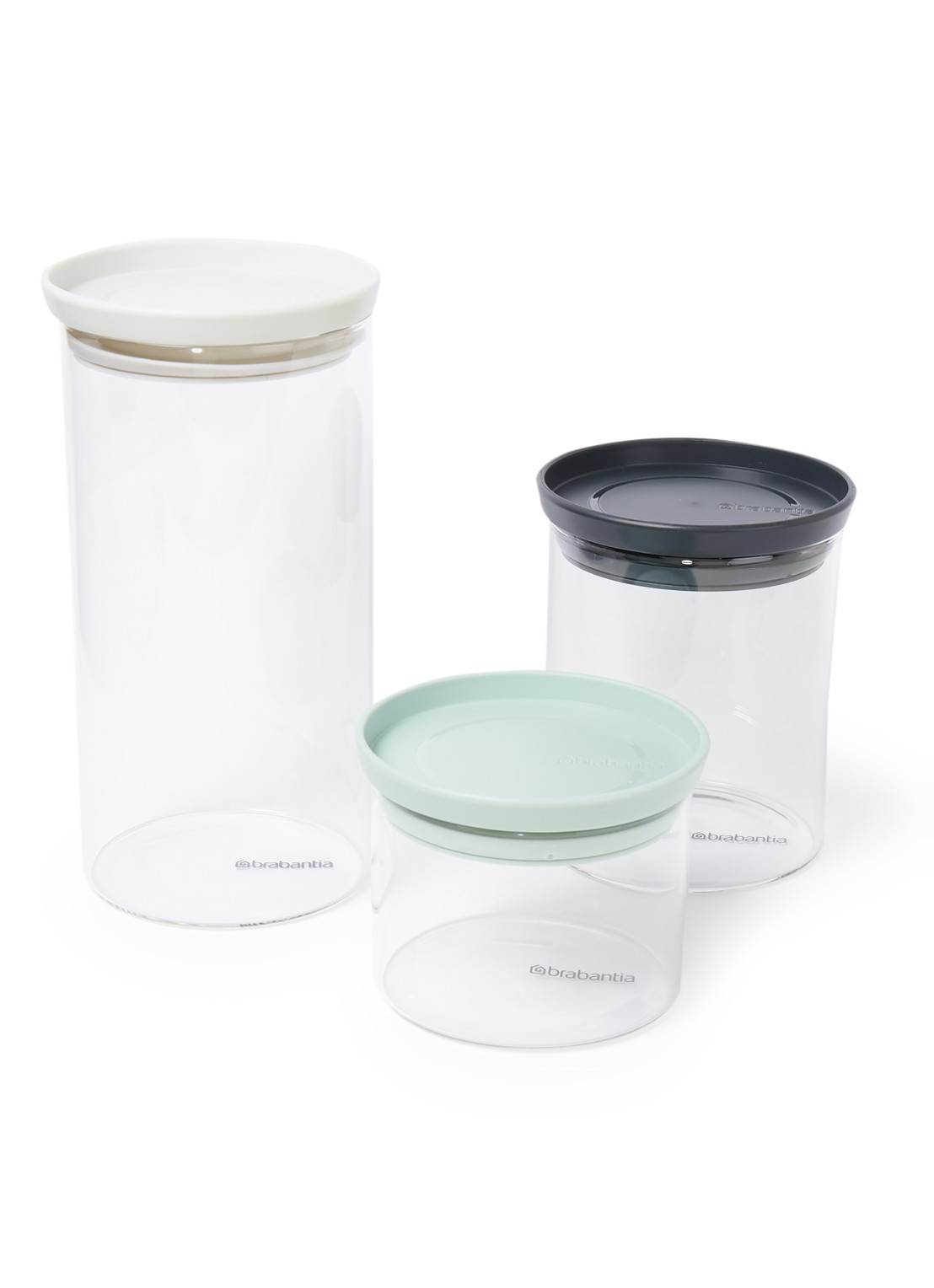 Brabantia Stapelbare voorraadpot set van 3 - voorkant 2 transparant