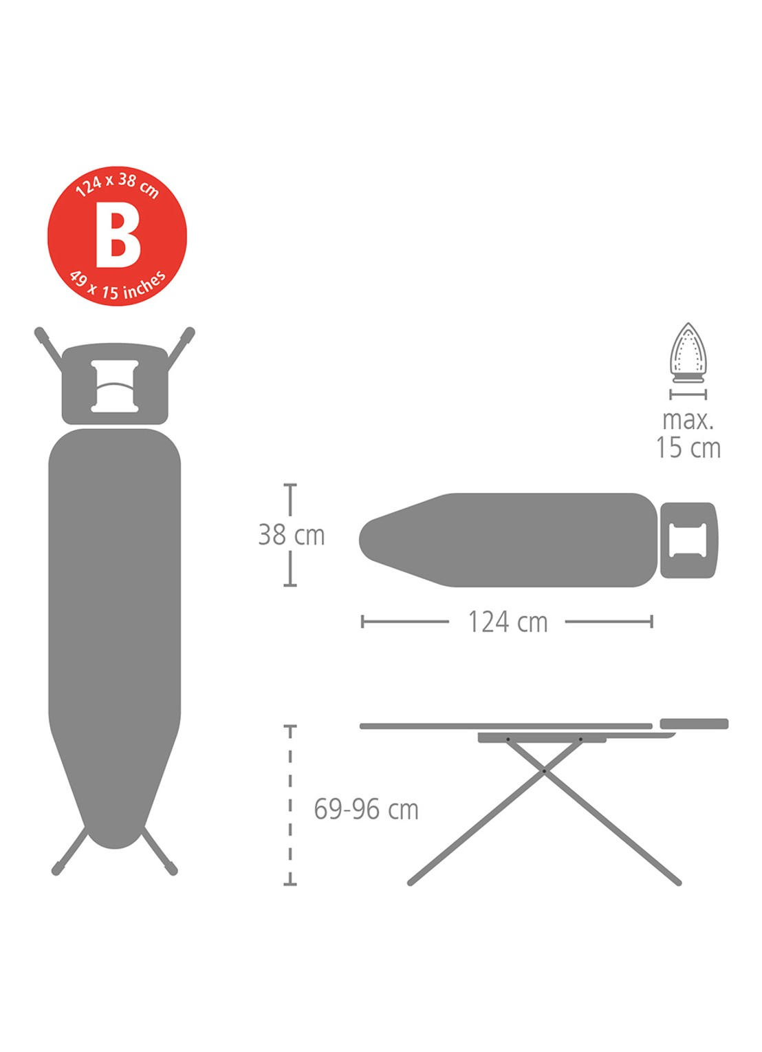 Brabantia Strijkplank B met Strijkijzerhouder 124 x 38 cm - detail 2 groen