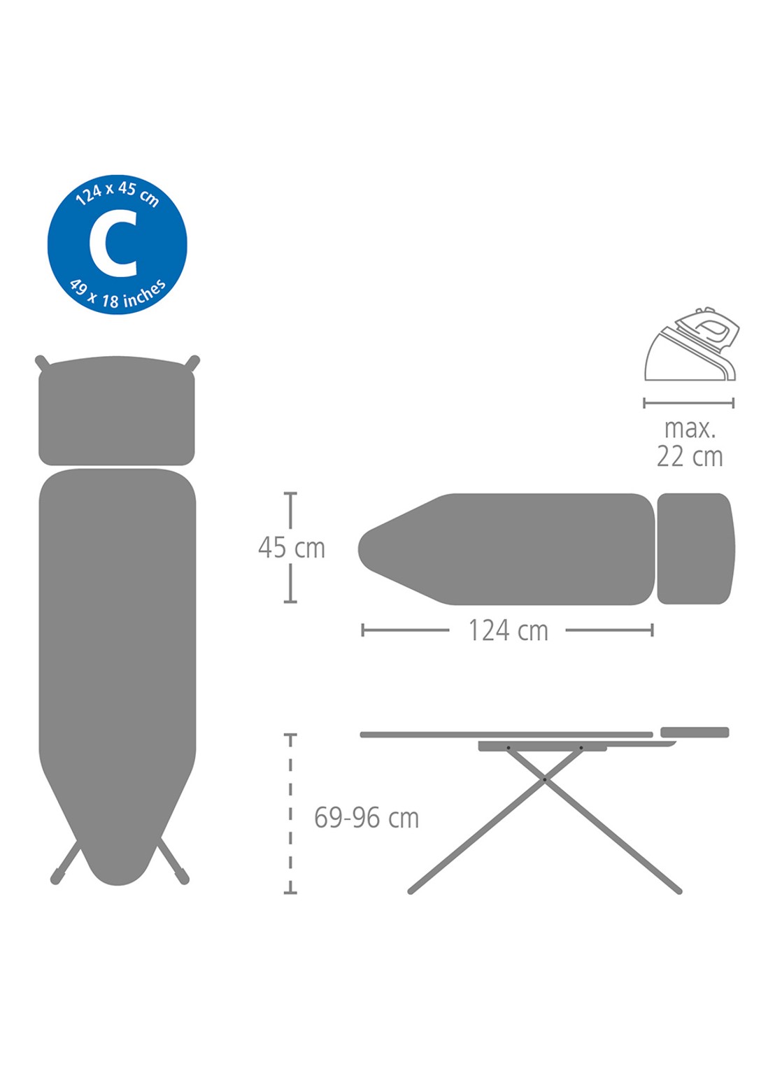 Brabantia Strijkplank C met Stoomunithouder 124 x 45 cm  - detail 6 groen