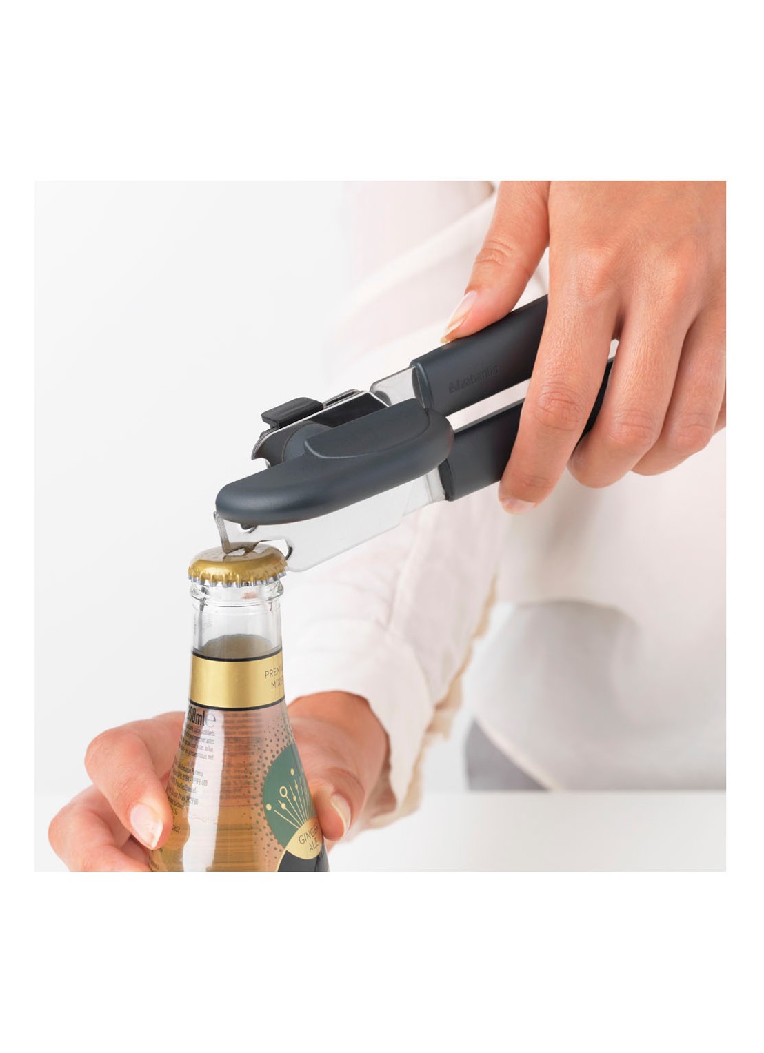 Brabantia TASTY+ blikopener met flesopener - voorkant 3 donkergrijs