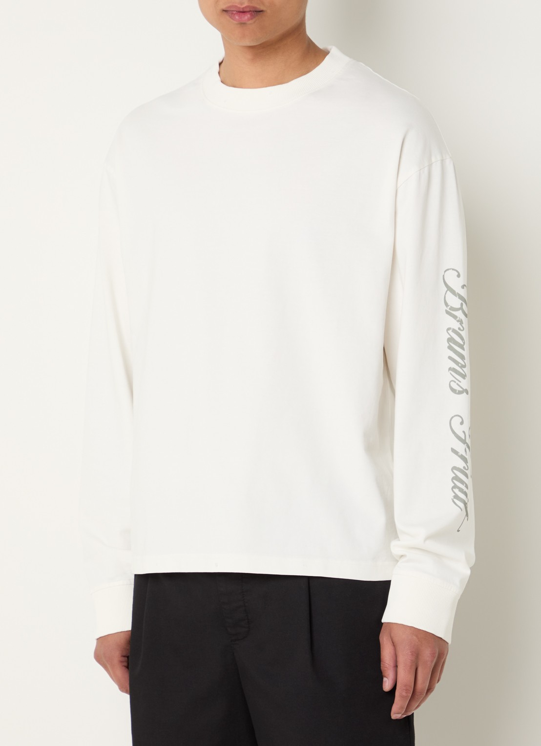 Bram's Fruit Disstressed longsleeve met print - detail gebroken wit