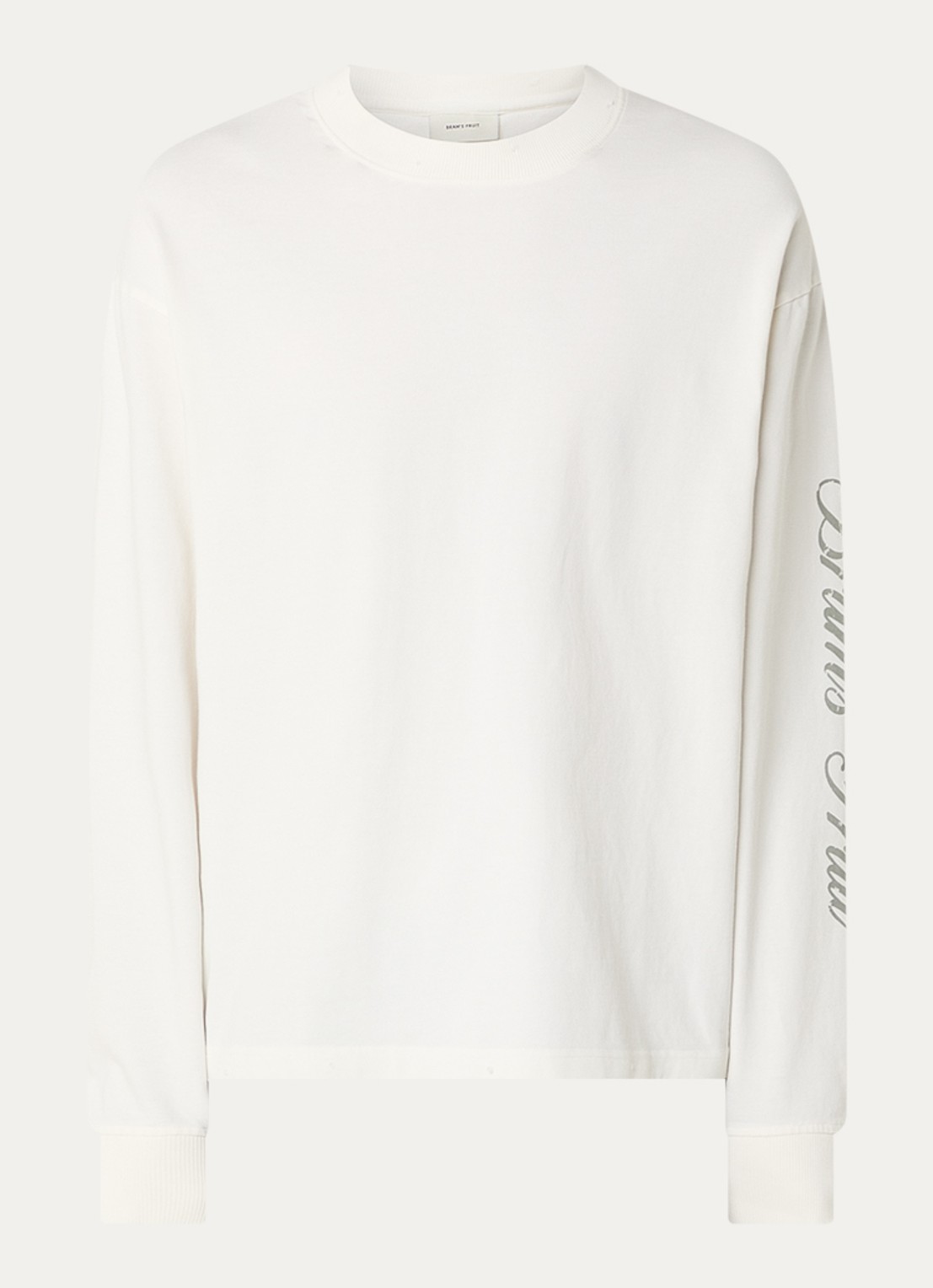 Bram's Fruit Disstressed longsleeve met print - voorkant 3 gebroken wit