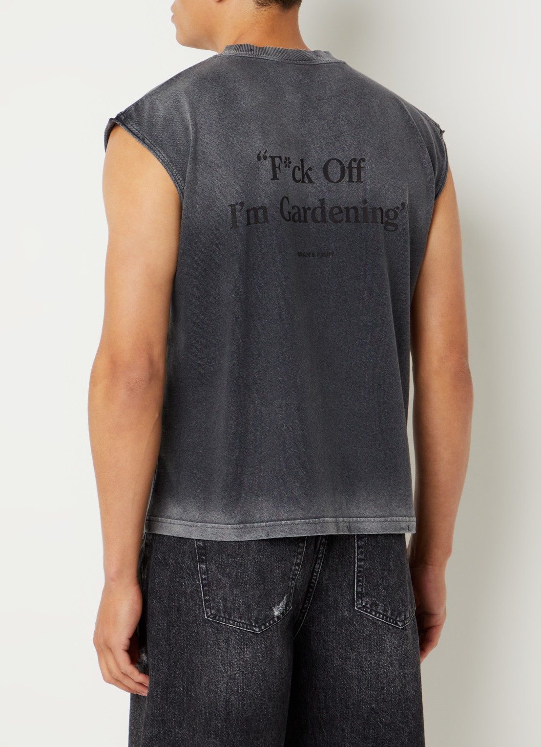 Bram's Fruit Disstressed tanktop met logo- en backprint - achterkant 2 antraciet