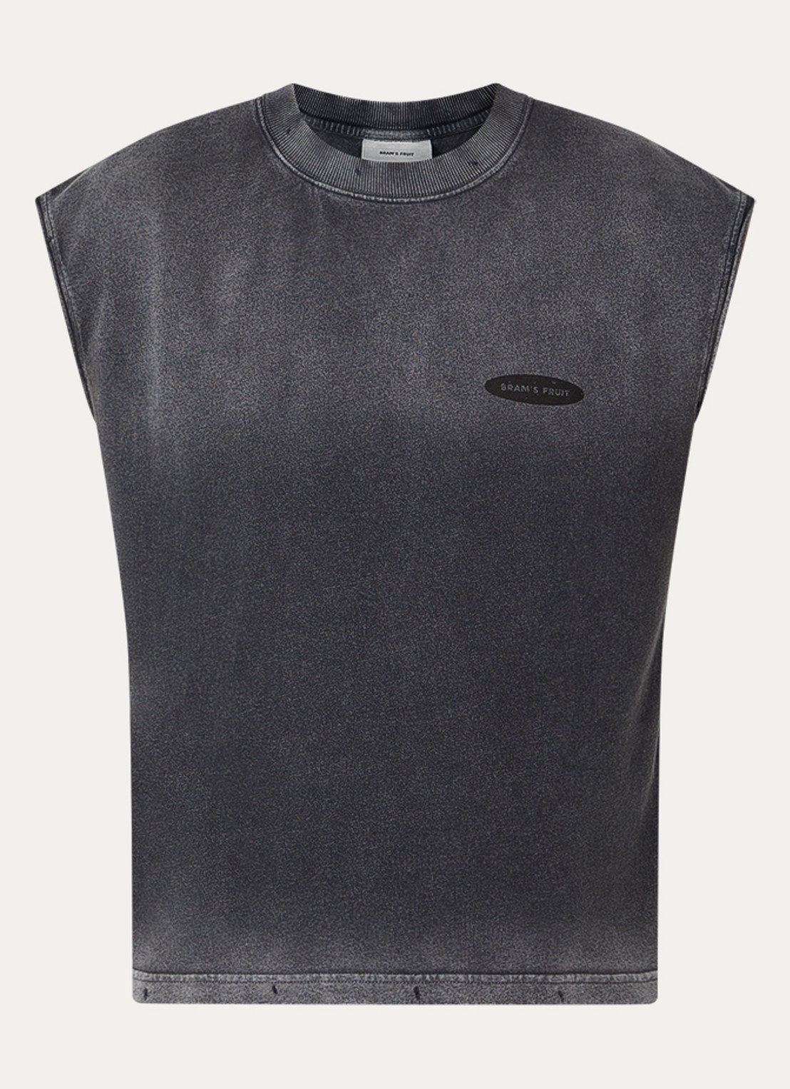 Bram's Fruit Disstressed tanktop met logo- en backprint - voorkant 3 antraciet