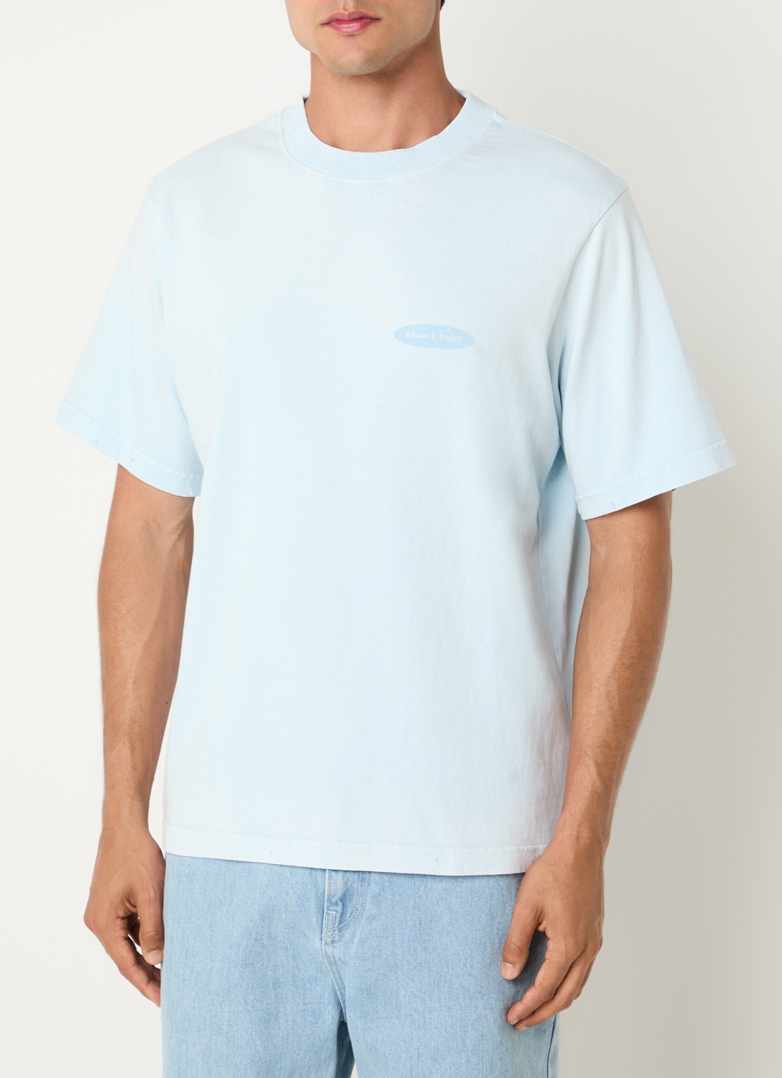 Bram's Fruit Distressed F Off I'm Gardening T-shirt met logo- en backprint - achterkant lichtblauw