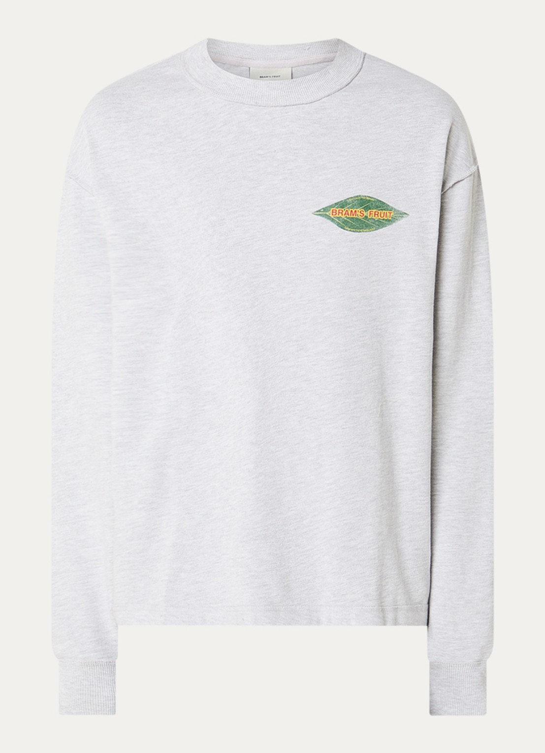 Bram's Fruit Distressed Leaf T-shirt met logoprint - voorkant grijsmele