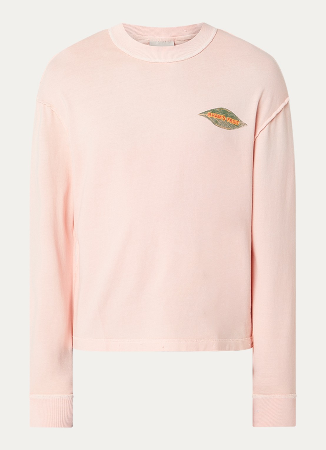 Bram's Fruit Distressed Leaf T-shirt met logoprint - voorkant 3 roze