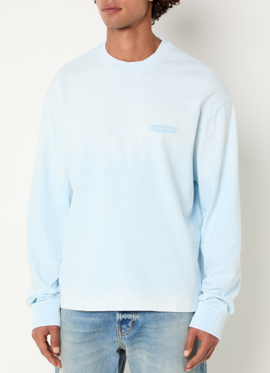 Bram's Fruit Distressed longsleeve met logo- en backprint - achterkant 4 lichtblauw