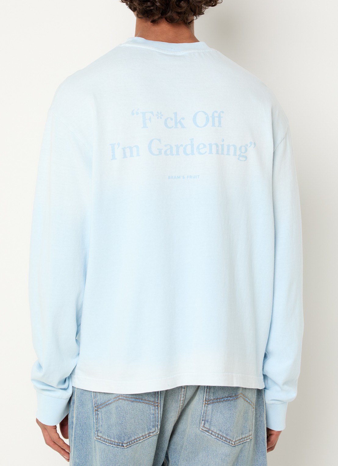 Bram's Fruit Distressed longsleeve met logo- en backprint - detail 3 lichtblauw
