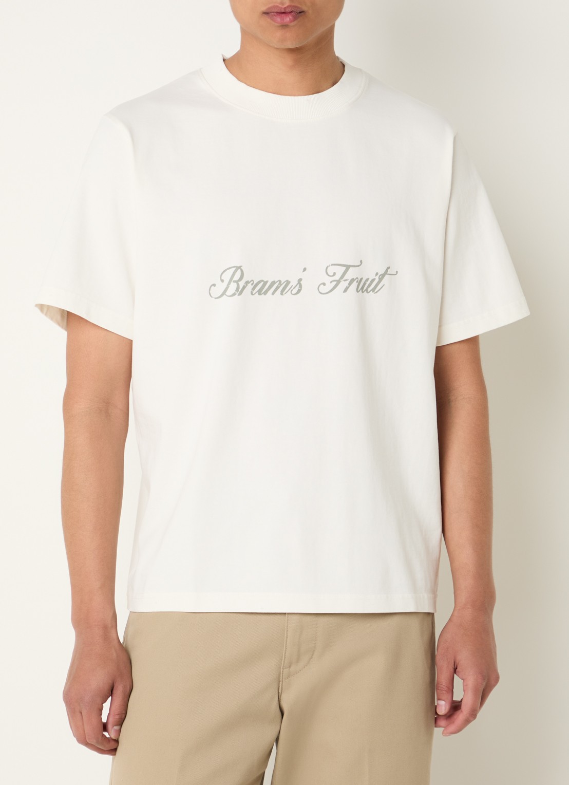 Bram's Fruit Distressed T-shirt met logoprint - detail 2 creme